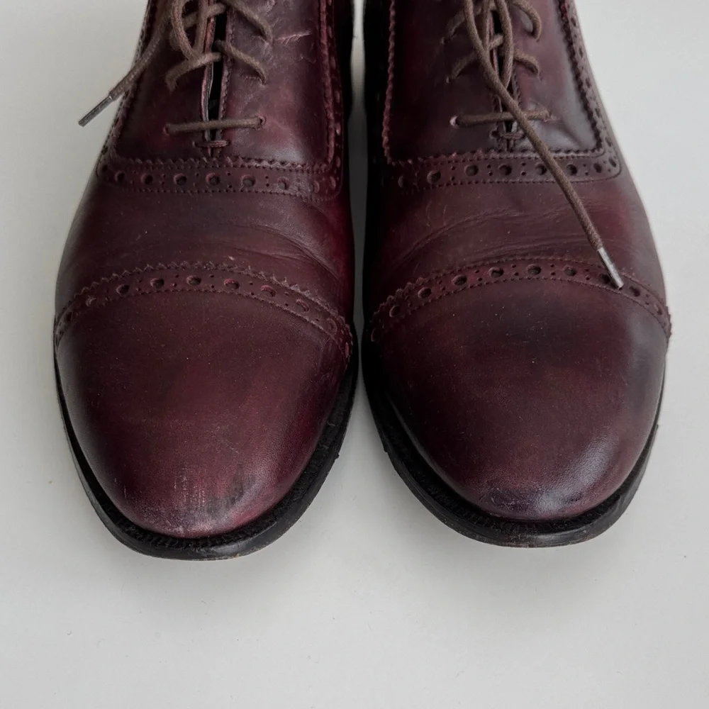 Joseph Abboud Men's Burgundy Leather Lace-Up Oxfords